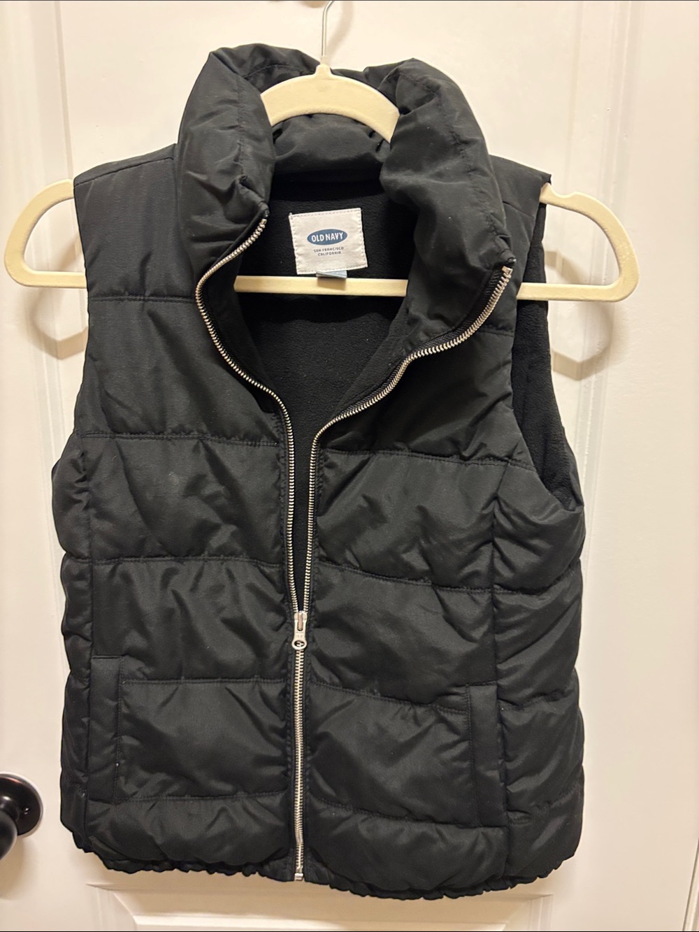 Old Navy Black Quilted Puffer Vest with Stand Collar